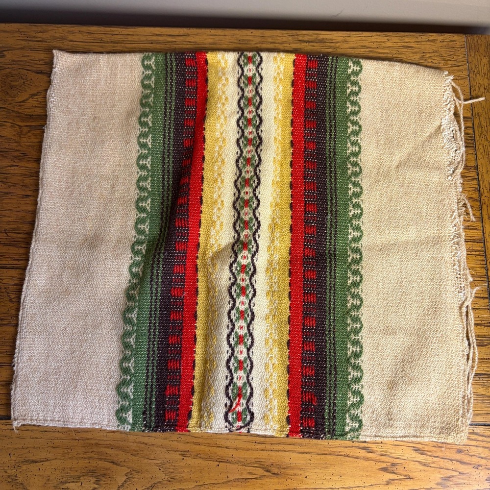 Vintage Swedish Folk Weaving Handwoven Scandinavian Pillow Cover Wool Unfinished